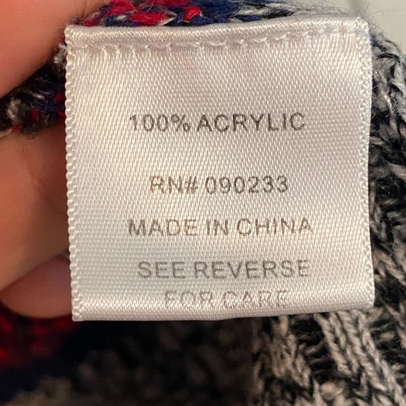 Roxy Grey/Red/Blue Aztec Print Oversized Knit Open Draped Cardigan Sweater Small - Picture 3 of 11